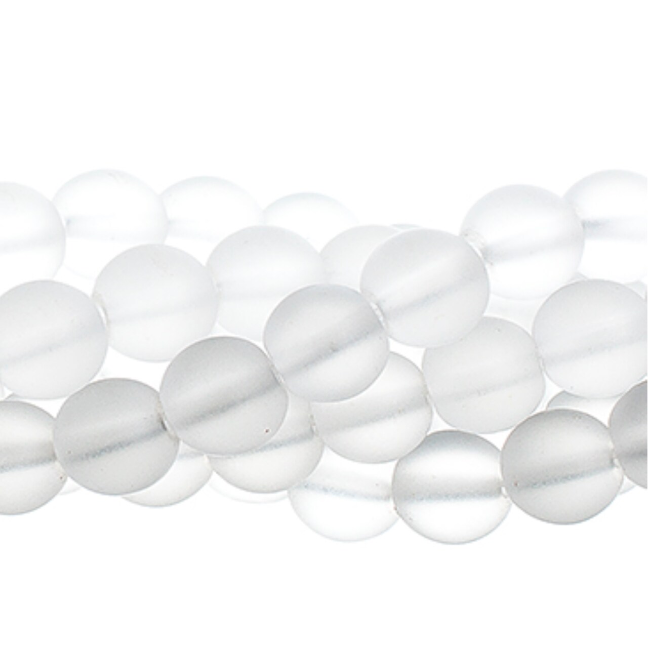 Earth's Jewel Semi-Precious 6mm Clear Frosted Quartz Natural Round Strung Bead